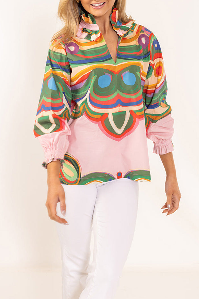 Multi Color Abstract Print Top