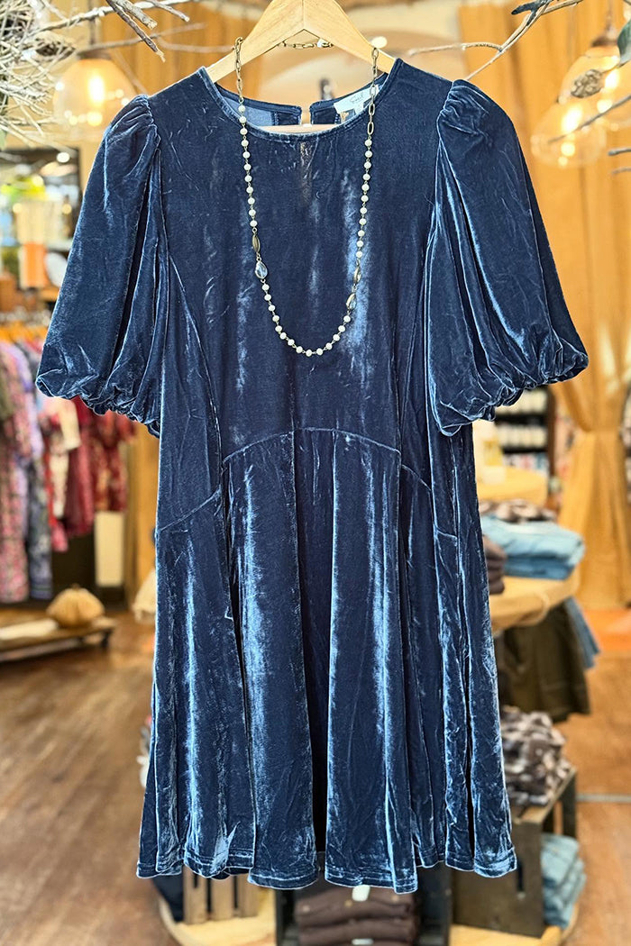 Puff Sleeve Velvet Dress