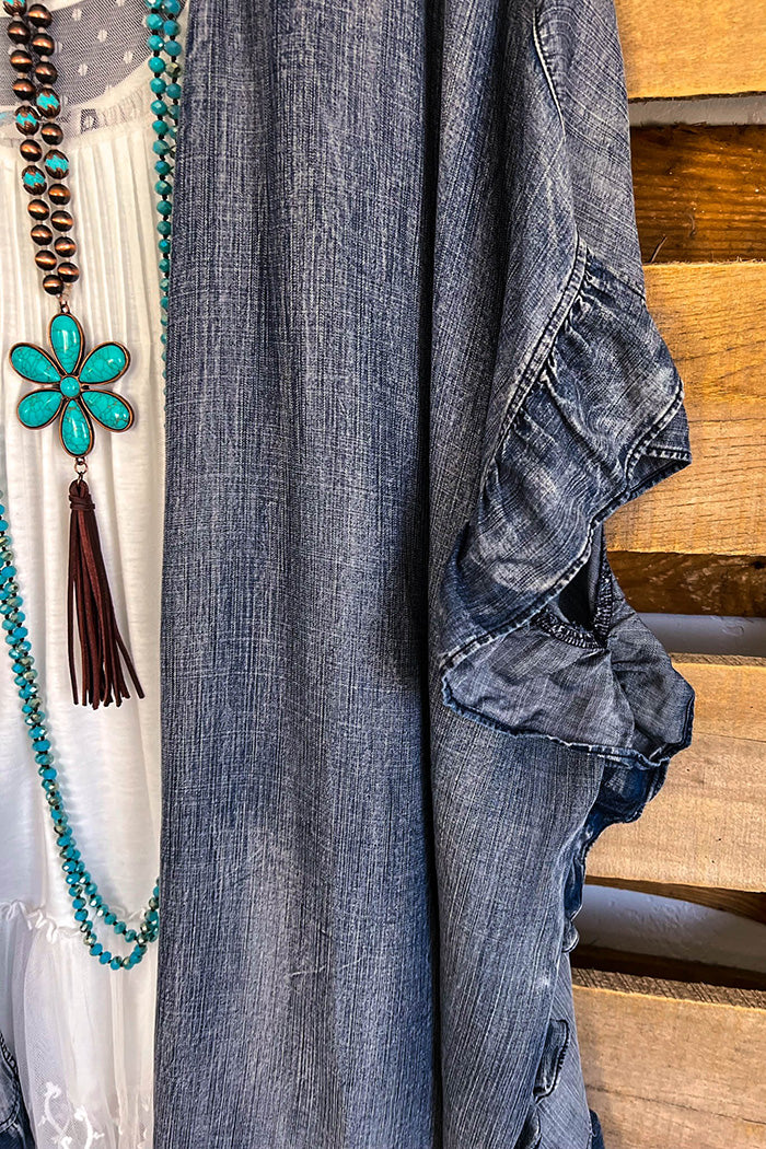 Ruffle Hem Loose Cardigan