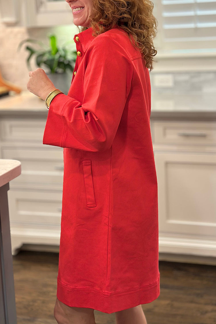 Casual Button Pocket Dress