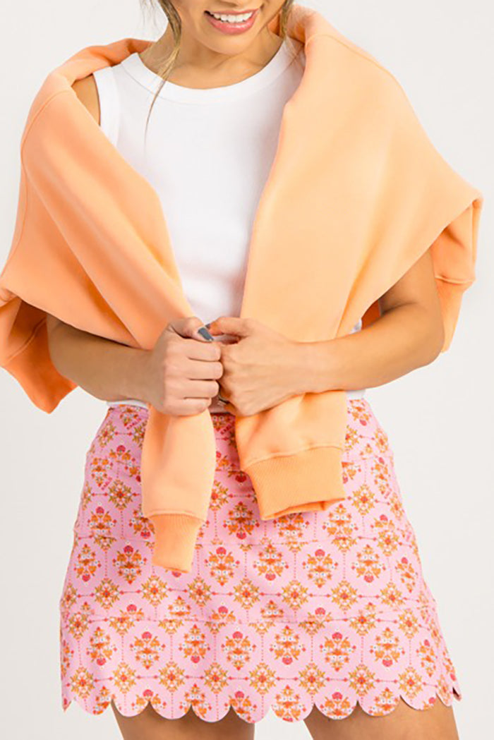 Casual Floral Scallop Skirt