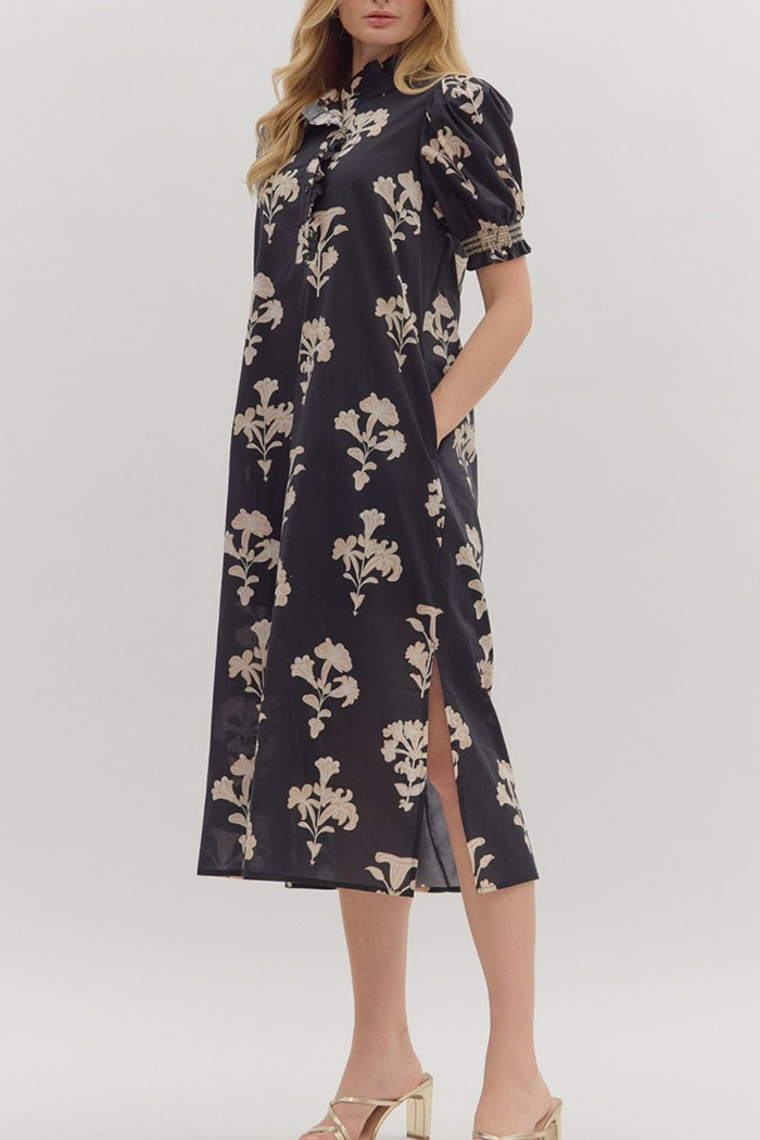 Puff Sleeve Floral Maxi Dress
