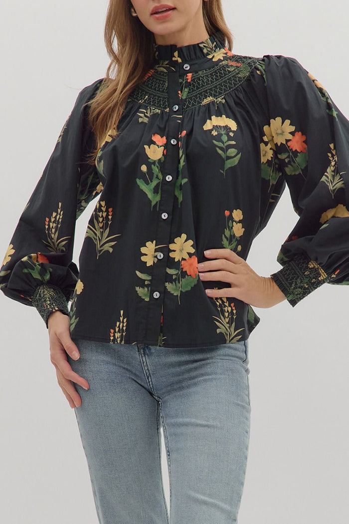 Ruffles Collar Floral Top