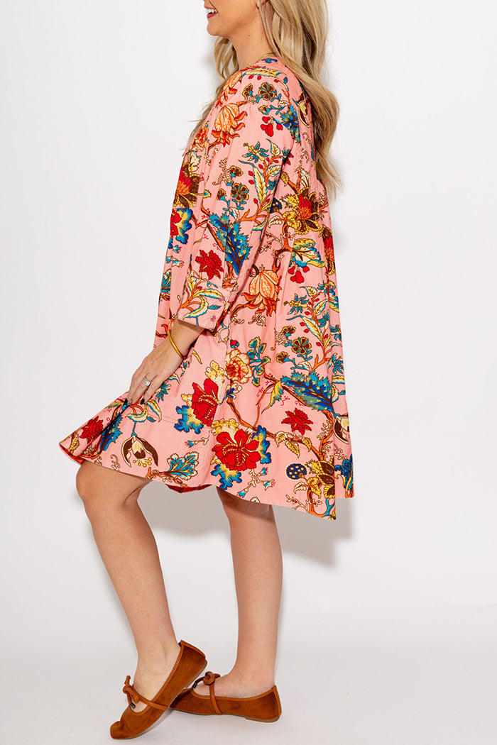 Casual Floral Pocket Dress