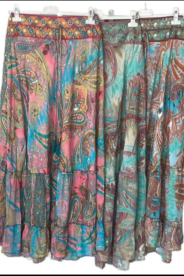 Tie Waist Floral Skirt