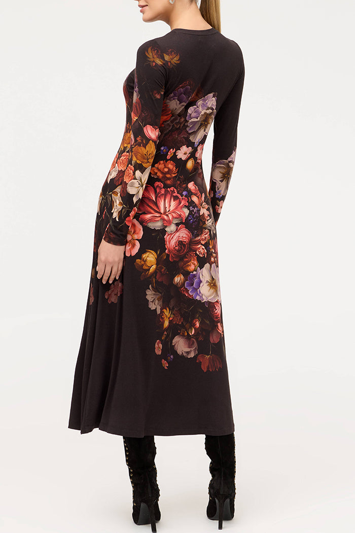Floral Print A-Line Midi Dress