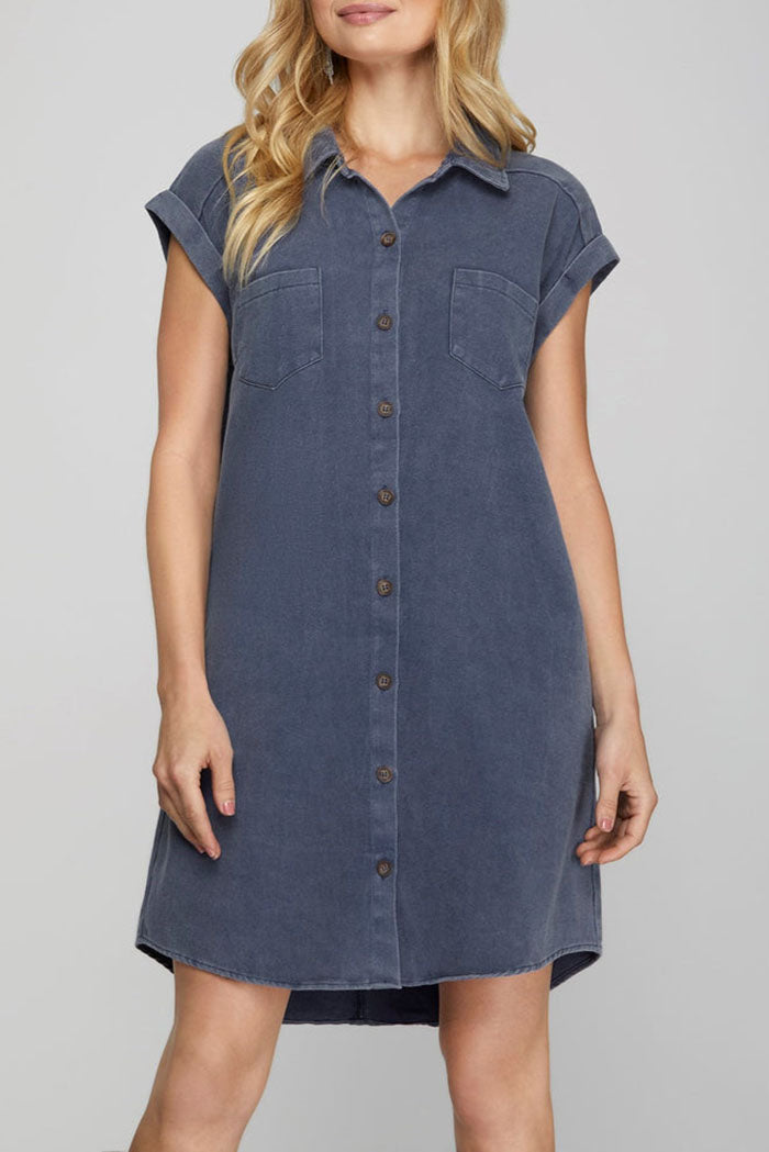 Denim Button Shirt Dress