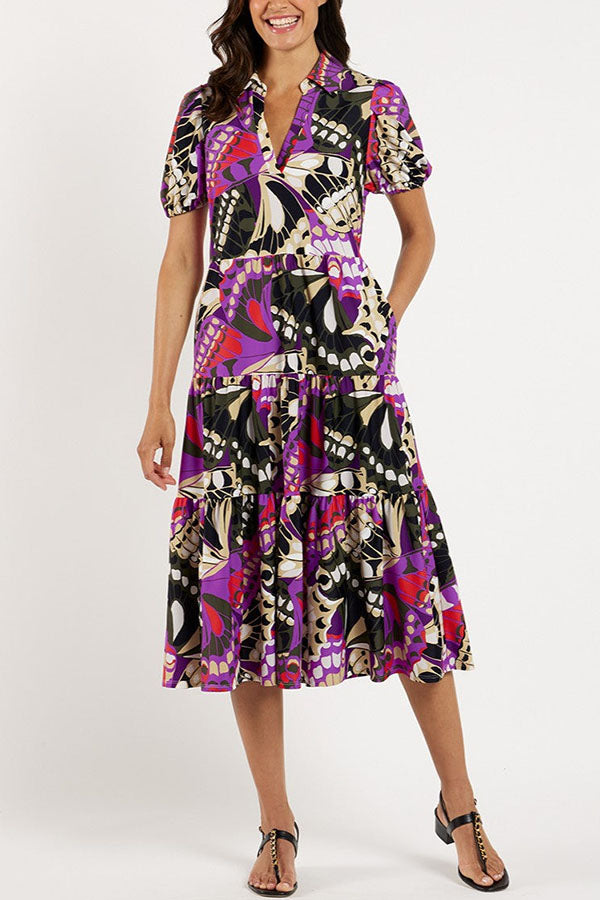 Bohemian Puffed Sleeve Dress