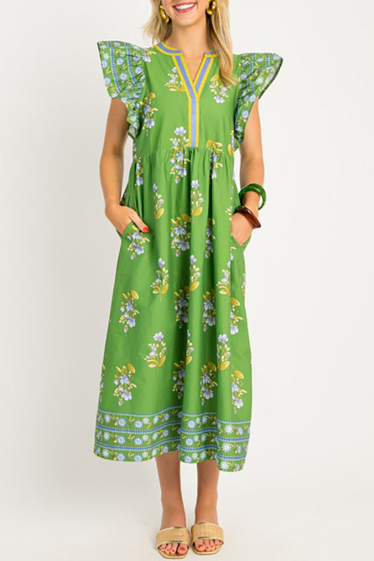 Flutter Sleeve Floral Dress