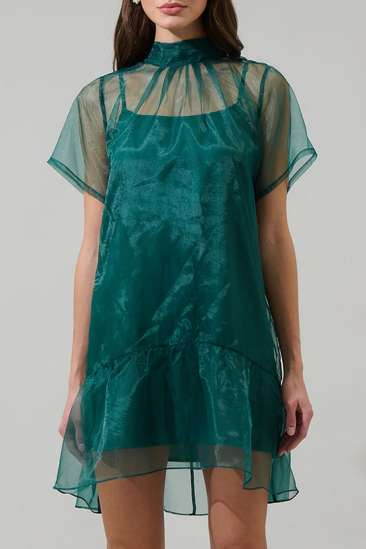 Stand Collar Tie Back Dress