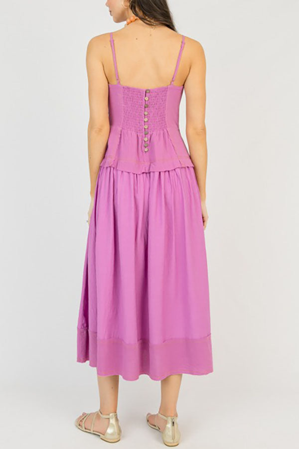 Back Buttons Halter Dress