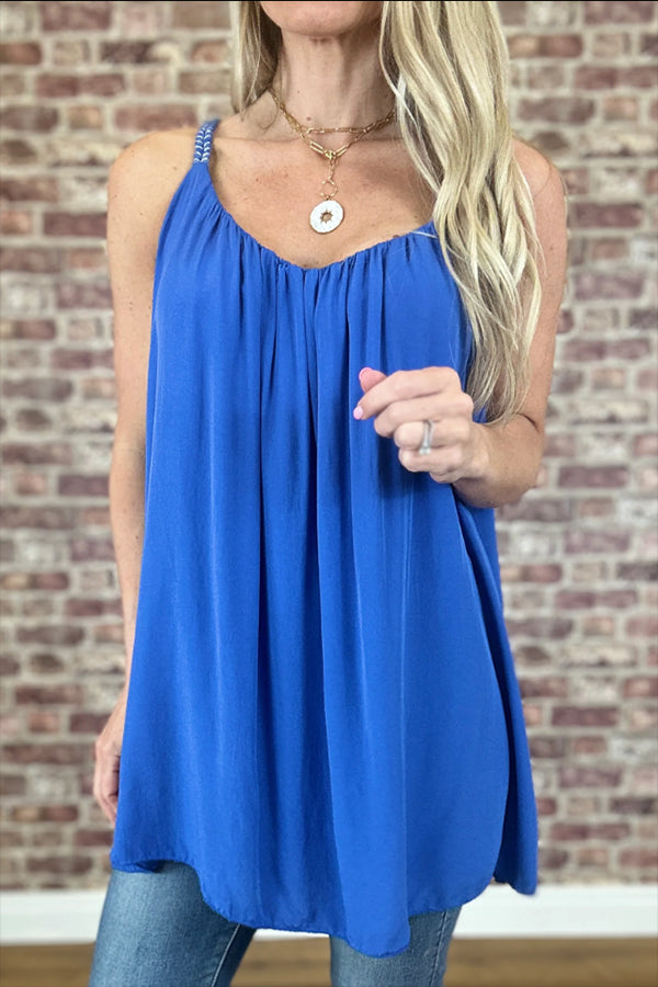 Casual Pleated Strappy Top