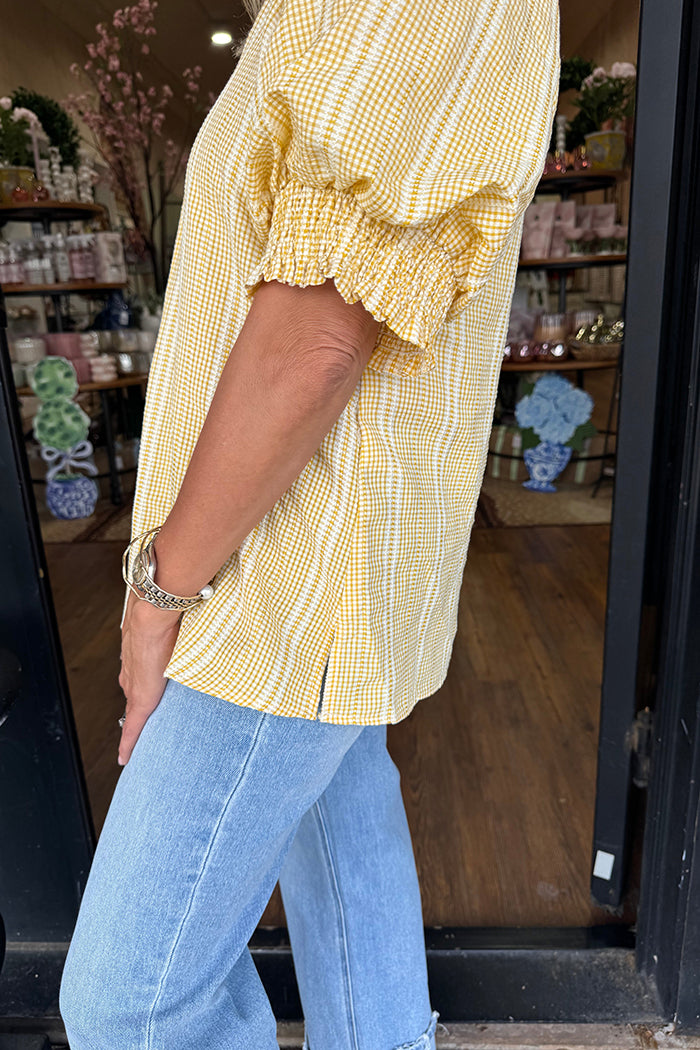 Ruffled Sleeve Striped Top