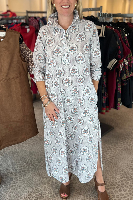 Casual Paisley Pattern Pocket Dress