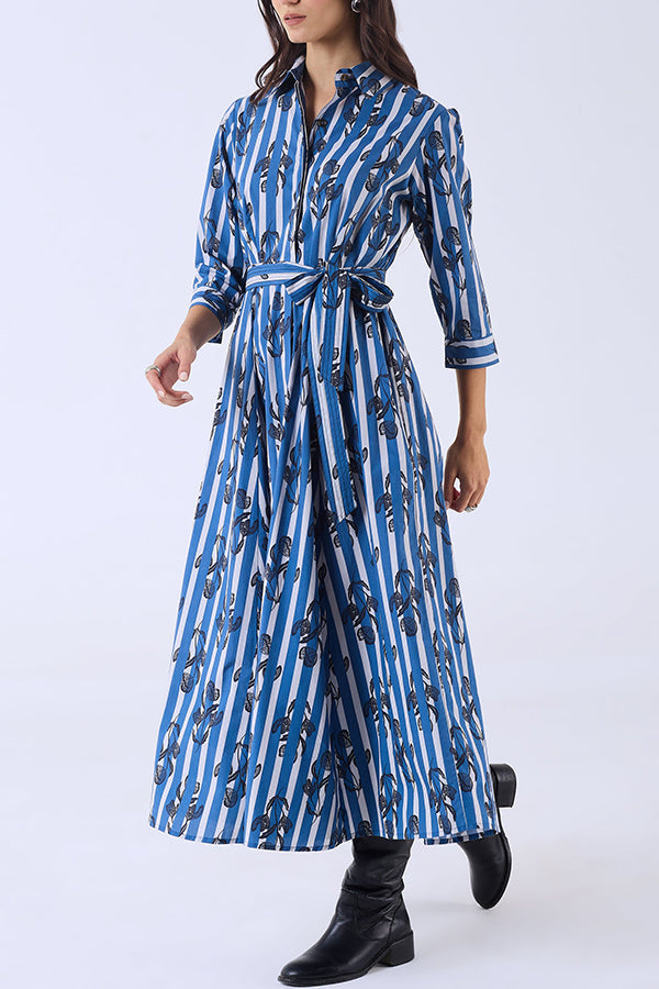 Stripes Floral Maxi Dress