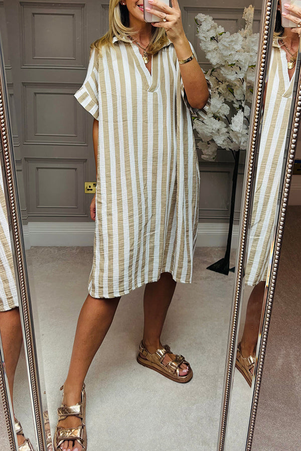 Casual V-Neck Striped Dress