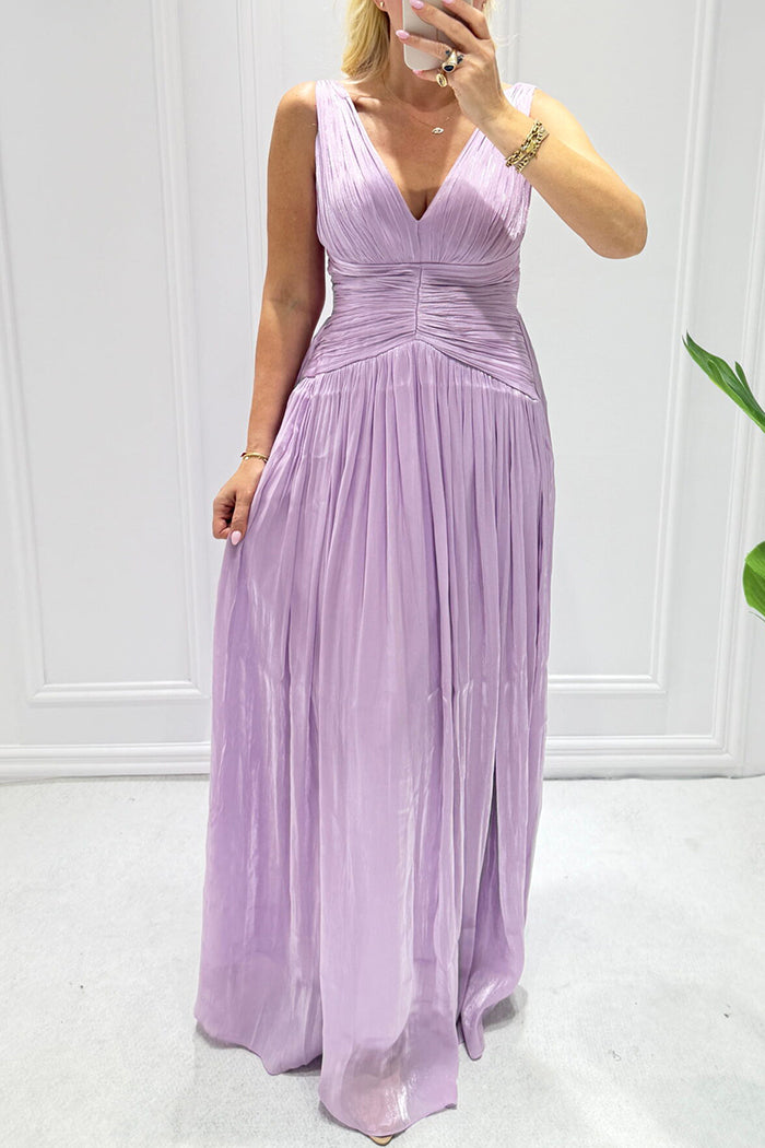 Sleeveless Ruched Waist Maxi Dress