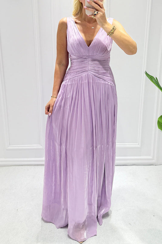 Sleeveless Ruched Waist Maxi Dress