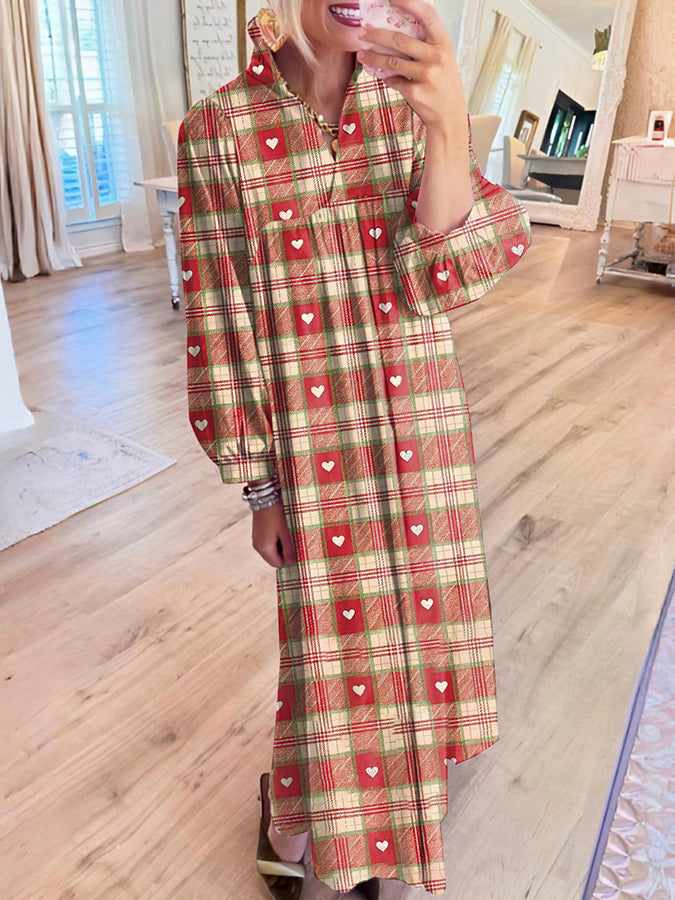 Heart check pattern Maxi Dress