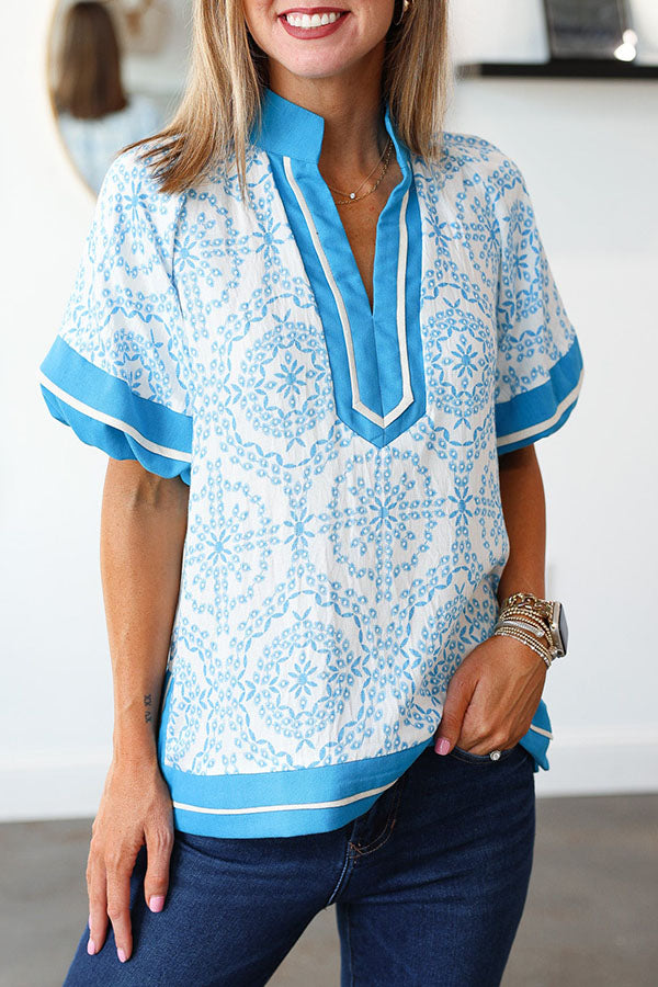 Border Trim Retro Pattern Top