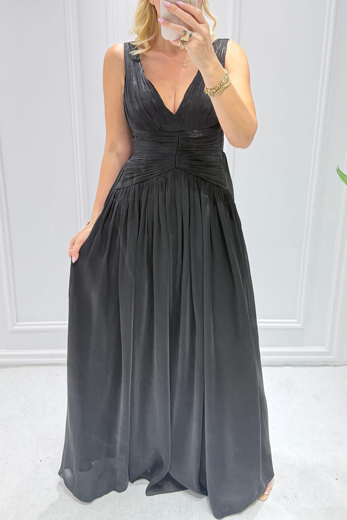 Sleeveless Ruched Waist Maxi Dress