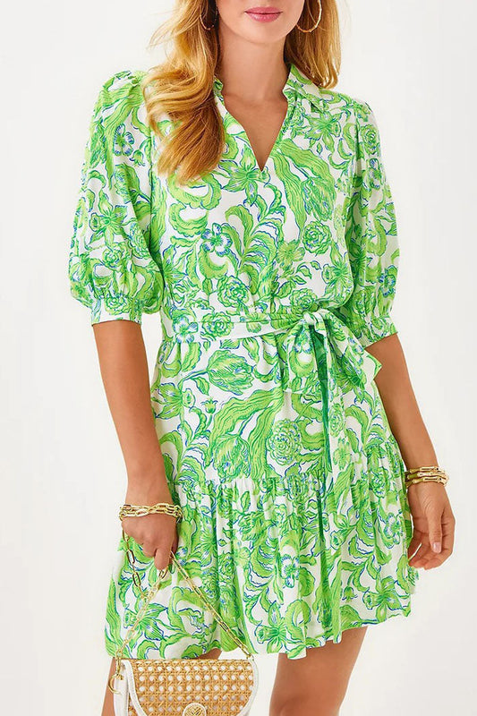 Pleated Hem Floral Dress