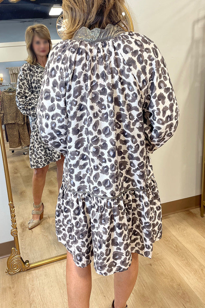 Leopard Print Boho Trim Dress