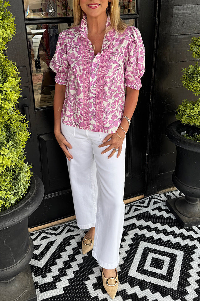 Floral Ruffled Puff Sleeve Top