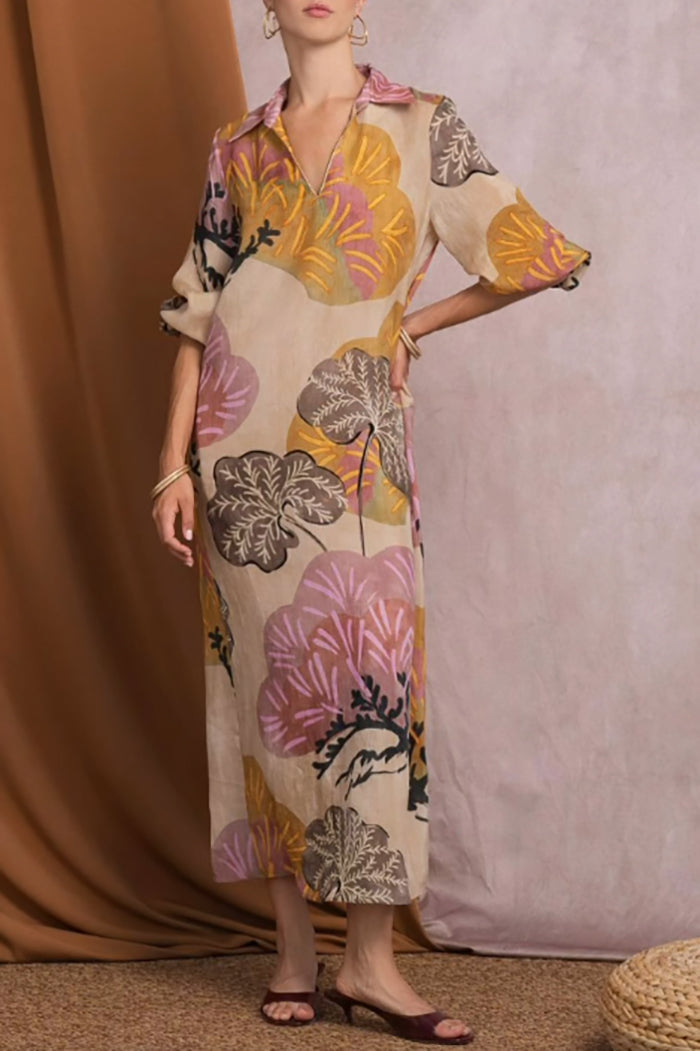 Botanical Print Pocket Maxi Dress