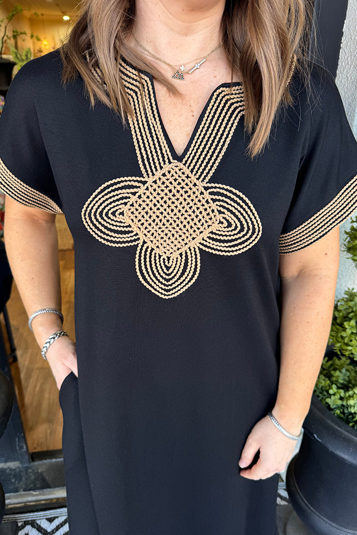 Short Sleeve Printed Pocket Maxi Dress
