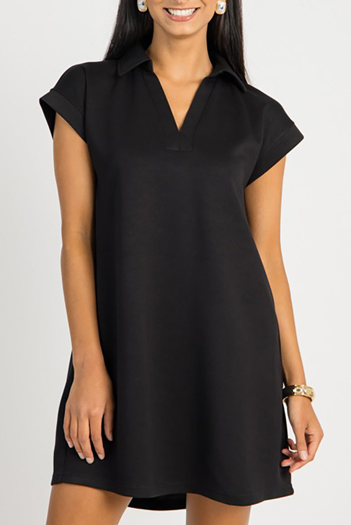 Solid Color Collar Pocket Dress