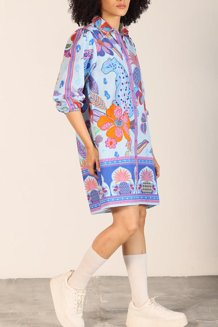 3/4 Sleeve Floral Pocket Dress