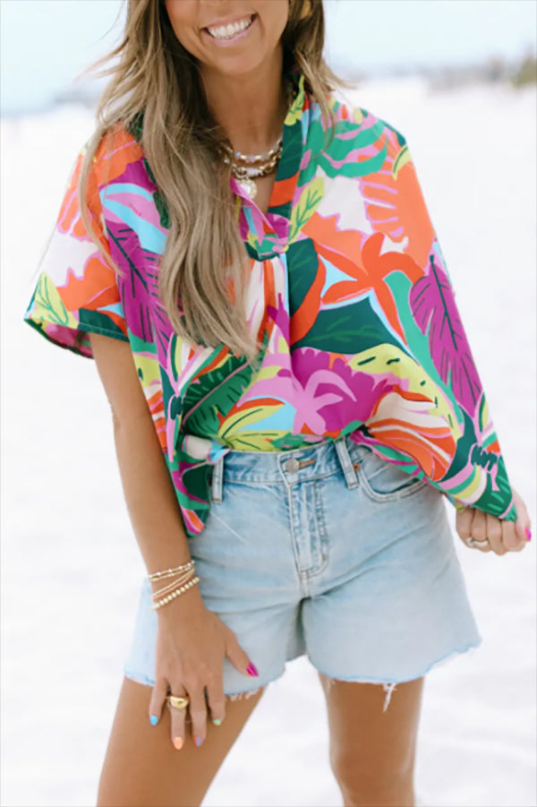 Birds Of Paradise Poplin Collar Top
