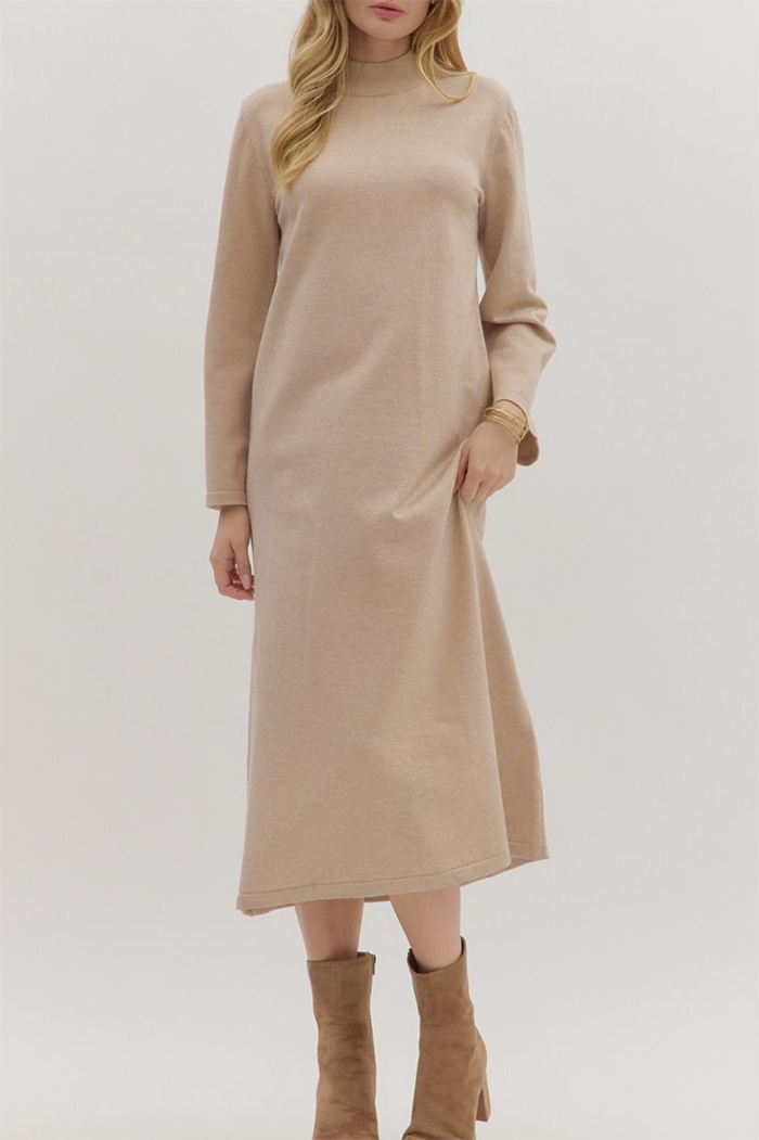 Mock Neck Maxi Sweater Dress