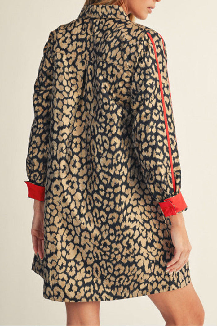 Bold Move Metallic Leopard Pocket Dress