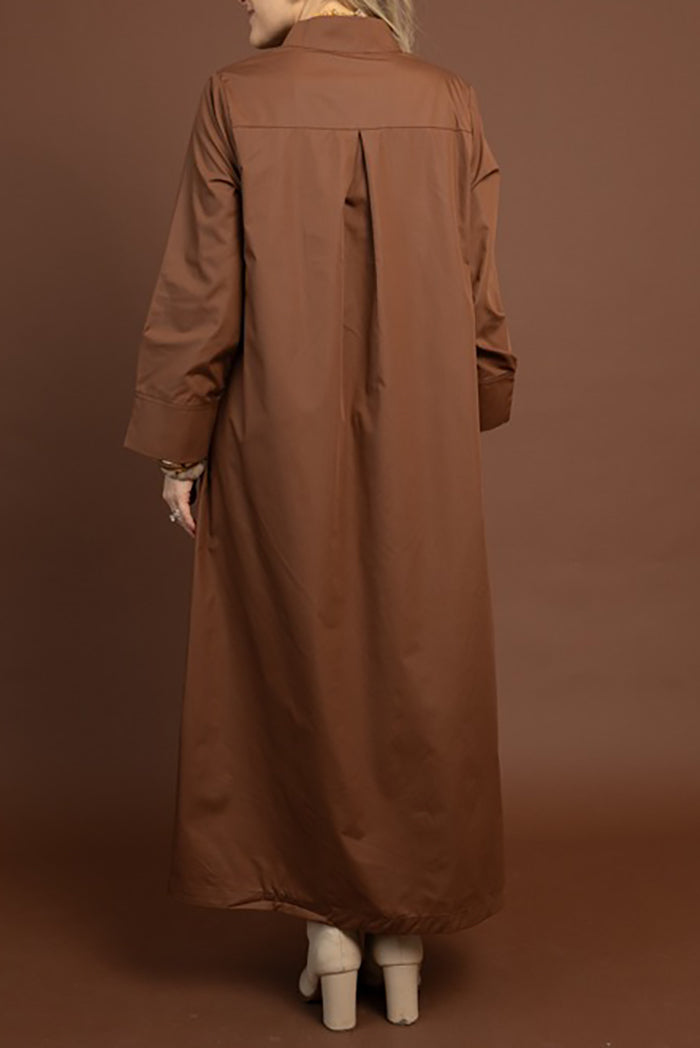 V-Neck Button Pocket Maxi Dress