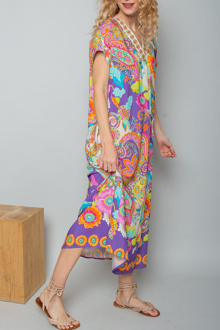 Paisley Print Pocket Maxi Dress