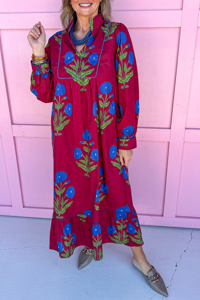 Long Sleeves Print Pocket Dress