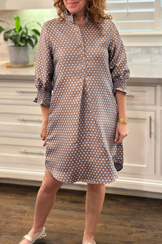 Casual Polka-Dot Shirt Dress