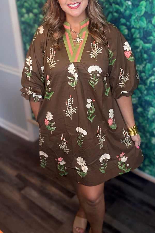 Casual Wildflower Pattern Dress