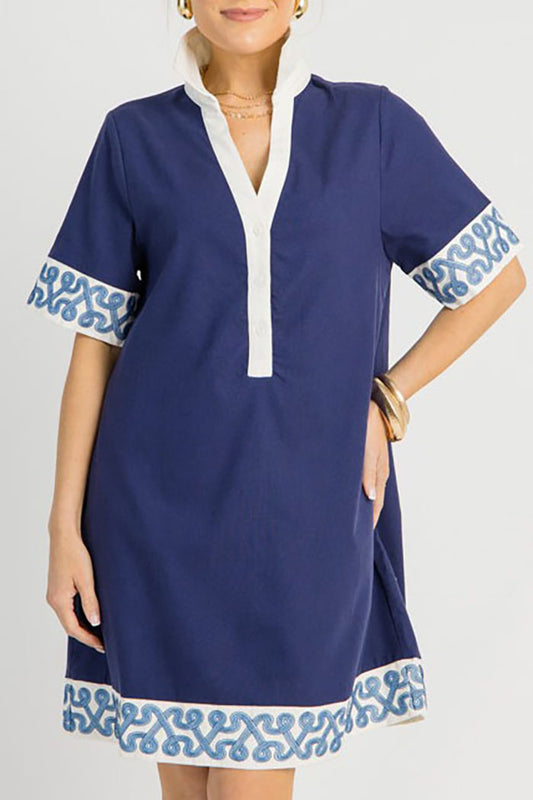 Casual Pocket Navy Dress