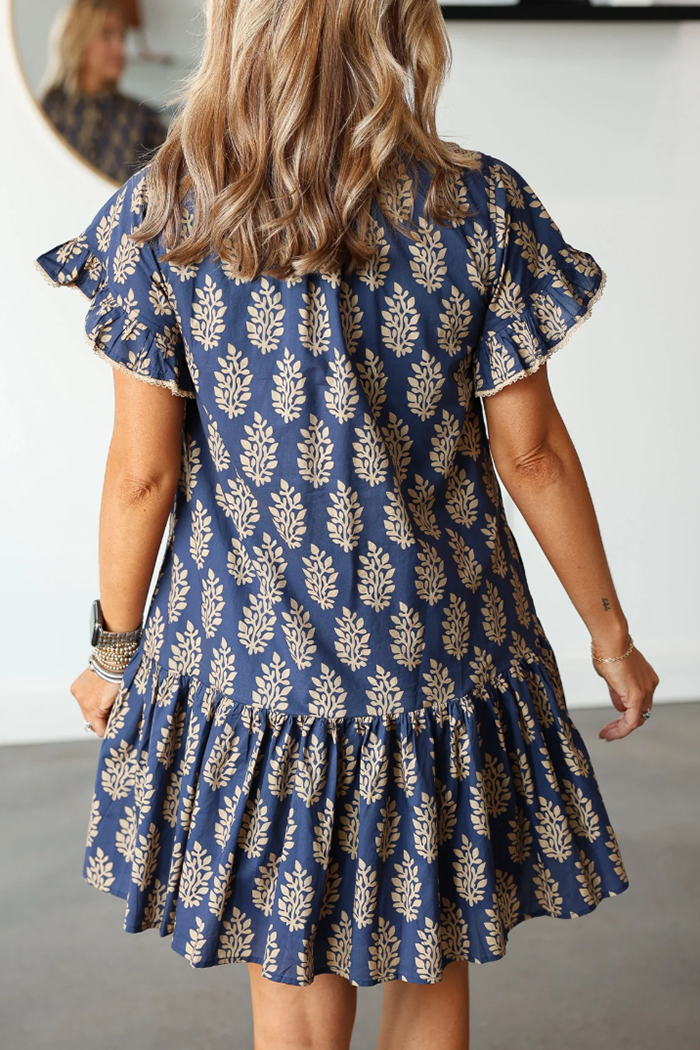 Button Front Printed Dress