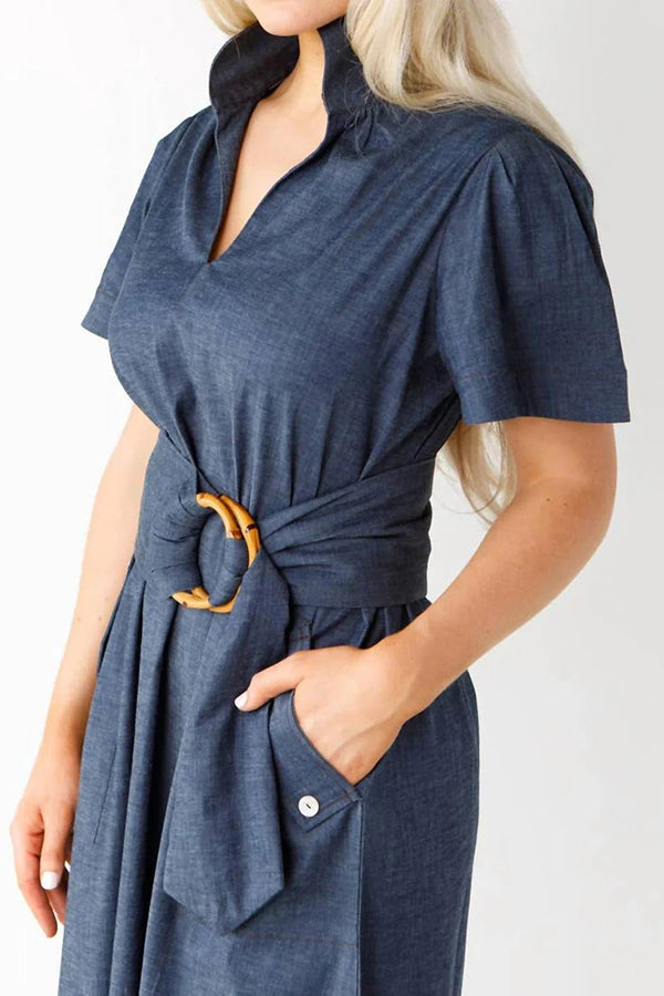 Stretch Denim Maxi Dress