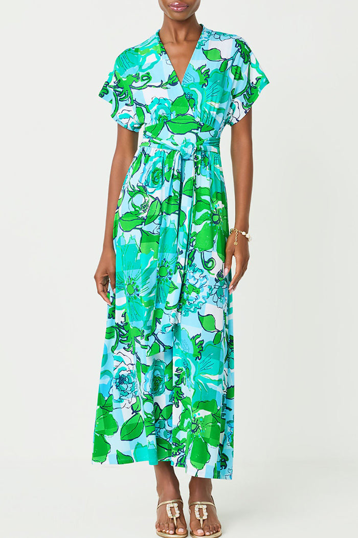 Ruffle Sleeve Floral Print Maxi Dress