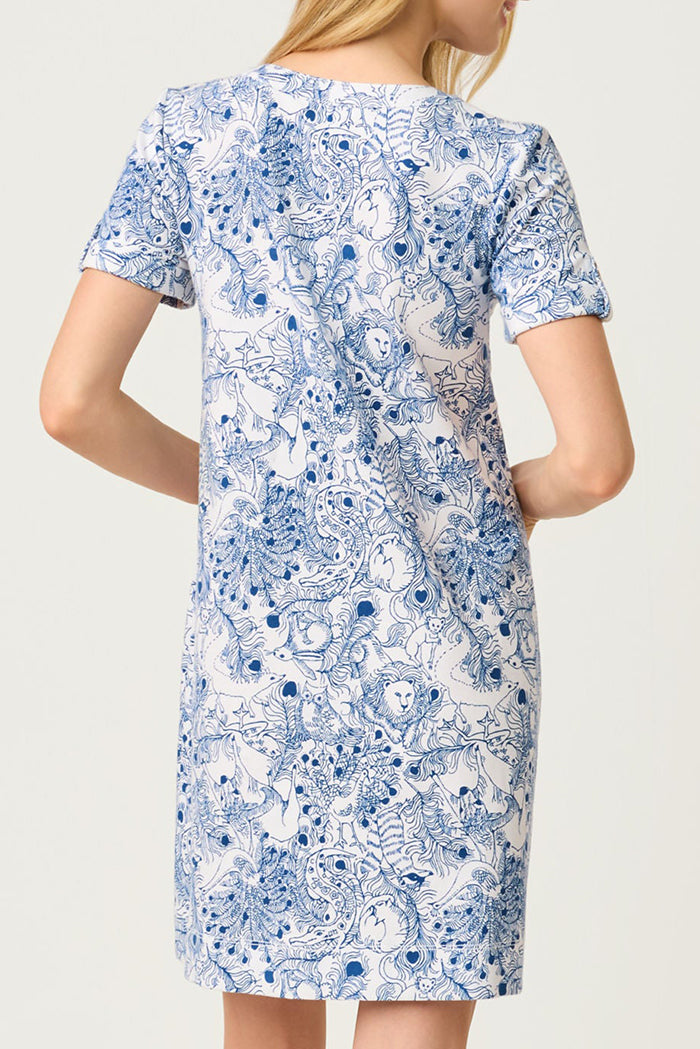 Pocketed Button Front Animal Print Dress