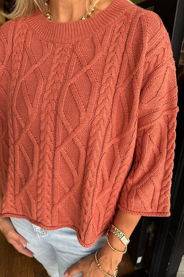 Casual Solid-Color Twisted Sweater