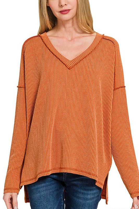 V-Neck Solid Color Knitted Sweater