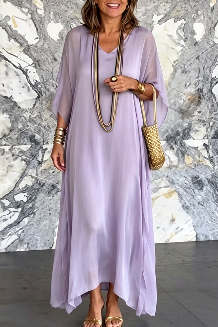Batwing Sleeve Flowy Maxi Dress