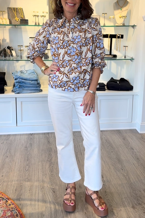 Ruffled Button Front Top