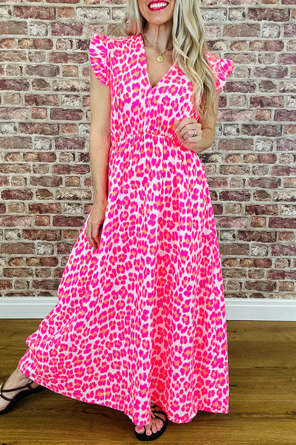 Leopard Ruffled Sleeves Leopard Dress